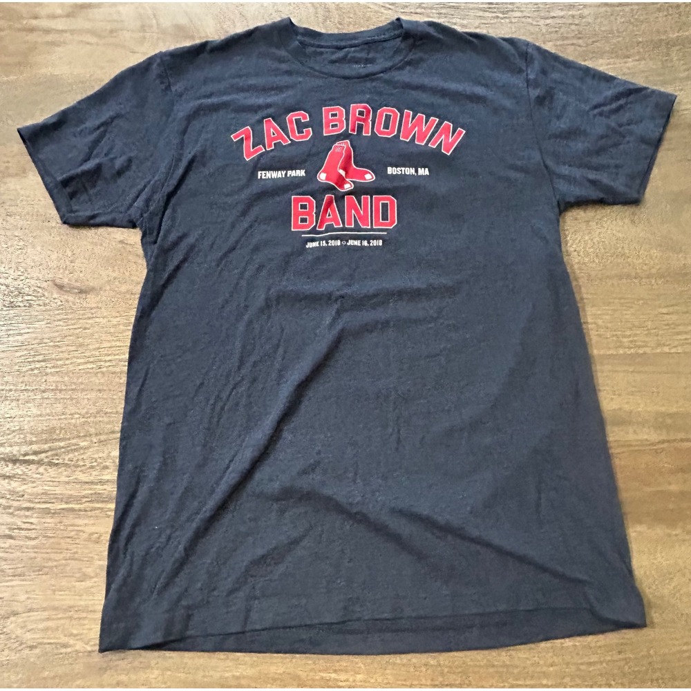 Zac Brown Band Fenway Park Boston 2018 Concert T-Shirt Navy Blue Mens Medium
